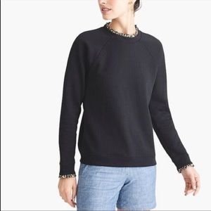 [J. Crew] Blue Crewneck Sweatshirt with Floral Ruffle Lining